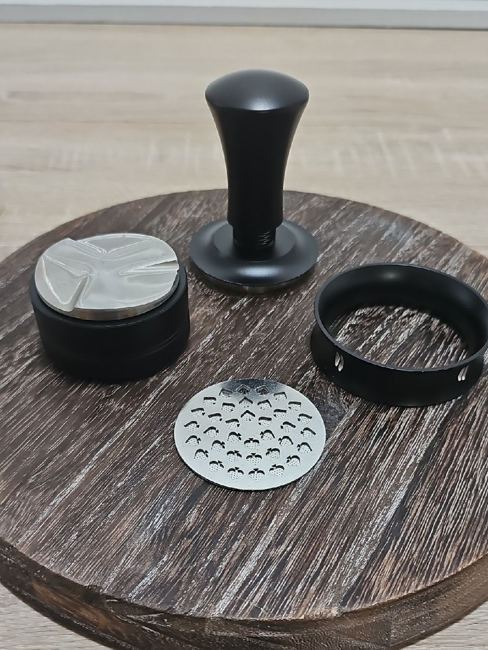 58mm Coffee Tamper and Distributor Set - Black and Silver